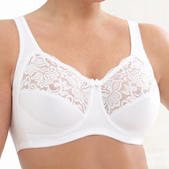 Set of 3! 34B Glamorise NATURAL WIRE Bra (COMFORT-STRAPS) Cotton-Blend WHITE NEW - Picture 3 of 9